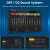 A collage showing a car audio system display with various sound settings. Voir les images du produit