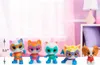 A group of five superhero-themed cat and dog figurines are displayed on a white surface in front of a blurred pink background with curtains and a shelf. Náhled obrázku produktu