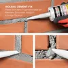 A collage of images showing a tube of sealant being applied to brickwork, with close-ups of the application process. Produktbild-Vorschau
