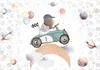 Vlies Fototapete - Teddy Bear in a Racing Car 150x105 cm Produktbild-Vorschau 5