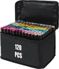 A black carrying case filled with 120 colorful marker pens. Produktbild-Vorschau