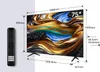A television with dimensions and a remote control are shown. Produktbild-Vorschau