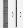 A close-up view of a white cabinet with black handles, showing the interior shelves. Náhled obrázku produktu