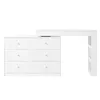 A white dresser with a white desk extension, shown against a white background. Voir les images du produit