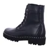 A side view of a black leather boot with laces and a thick sole. Produktbild-Vorschau