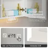 A collage of images showing features of a bathroom cabinet, including a tissue dispenser, a digital display, and a handle. Náhled obrázku produktu