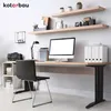 A modern home office setup with a desk, chair, computer, and shelves. Anteprima dell’immagine prodotto