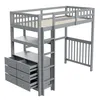 A gray loft bed with a desk and drawers, shown against a white background. Náhled obrázku produktu