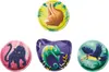 Five jungle-themed round and heart-shaped images featuring animals. Náhľad obrázku produktu