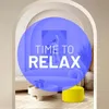 A modern living room setting with a blue overlay and text "TIME TO RELAX". Anteprima dell’immagine prodotto