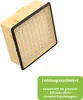 A vacuum cleaner filter on a white background with a green marketing overlay. Produktbild-Vorschau