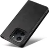 A black leather flip case for a smartphone is shown at an angle against a white background. Produktbild-Vorschau