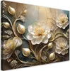 Leinwandbild Blumen in goldenem Glanz 120x80 Feeby Gold Produktbild-Vorschau 1