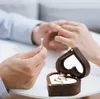 Dřevěný prsten Box šperky boxy měkký interiér Vintage Náhled obrázku produktu 3