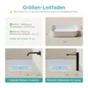 A diagram showing dimensions and installation instructions for a sink, with illustrations of different faucet types. Voir les images du produit