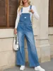 Damen-Jeans-Latzhose – Verstellbare Schulterträger, weites Produktbild-Vorschau 3