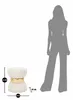 A stool is shown next to a silhouette of a person for scale, with dimensions indicated. Produktbild-Vorschau