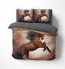 A bedding set with a horse graphic, displayed on a bed. Produktbild-Vorschau
