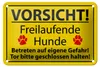 Blechschild Hinweis 18x12cm Vorsicht Freilaufende Hunde Produktbild-Vorschau 1