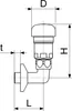 A technical drawing with dimensions of a plumbing fitting. Anteprima dell’immagine prodotto
