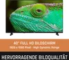 A television screen displaying a close-up of a chameleon, with marketing text below. Produktbild-Vorschau