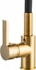 A close-up shot of a gold kitchen faucet with a black flexible hose. Produktbild-Vorschau