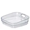 A clear plastic food storage container with handles is shown against a white background. Voir les images du produit