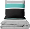 Baumwolle Bettwäsche Set 135x200 cm 80x80 cm Grau Petrol Produktbild-Vorschau 1