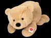 A plush teddy bear lying down against a black background. Produktbild-Vorschau