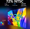 Marketing image showing a vibrant, abstract display of colors on a screen, with text highlighting product features. Produktbild-Vorschau