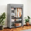 Fahrbarer Stoffkleiderschrank mit Kleiderstange und 6 Produktbild-Vorschau 3