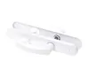 Two white door handles with long escutcheons are displayed on a white background. Produktbild-Vorschau