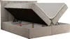 A beige upholstered bed frame with the mattress lifted to reveal the storage compartment underneath. Produktbild-Vorschau