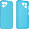 A light blue phone case is shown from the front and back.