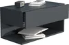 A modern, dark gray wall-mounted nightstand with a drawer and an open shelf, displaying books and a small clock. Produktbild-Vorschau