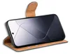 A smartphone in a brown flip case, shown from a slightly elevated angle. Produktbild-Vorschau