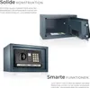 A collage of two images showing a safe, one closed and one open, with descriptive text. Produktbild-Vorschau