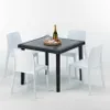 Schwarz Quadratisch Tisch und 4 Stühle Farbiges Produktbild-Vorschau 1