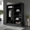 Kleiderschrank zum Schlafzimmer für Kleidung mit Spiegel, Höhe: 200cm, Breite: 150 cm, Schwarz Produktbild-Vorschau