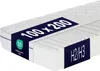 A cutaway view of a mattress with labels indicating its size and firmness. Produktbild-Vorschau