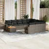 vidaXL 11-tlg. Garten-Sofagarnitur mit Kissen Grau Poly Produktbild-Vorschau 2