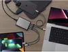 A Satechi USB-C hub is shown connected to a laptop, tablet, and smartphone, all charging. Anteprima dell’immagine prodotto
