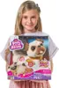 A young girl holds a product box for a plush toy pug. The box features images of the toy and text describing its features. Voir les images du produit