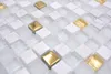 Mosaikfliese Glas Naturstein Mosaik Stein EP mix weiß gold Produktbild-Vorschau 4