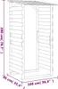 A line drawing of a wooden pergola with dimensions indicated. Náhled obrázku produktu