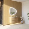 Hängendes Badezimmermöbel, gekrümmt 105 cm, Honigfarben mit Produktbild-Vorschau 1