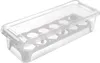 A clear plastic egg container with a lid, designed to hold 12 eggs. Podgląd zdjęcia produktu