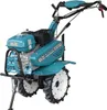 A teal and black gasoline tiller/rototiller is shown from a three-quarter front angle against a white background. Podgląd zdjęcia produktu