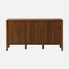 A wooden sideboard with three doors on a white background. Produktbild-Vorschau
