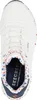 Top-down view of a white sneaker with red and blue star pattern on the lining and heel. Voir les images du produit